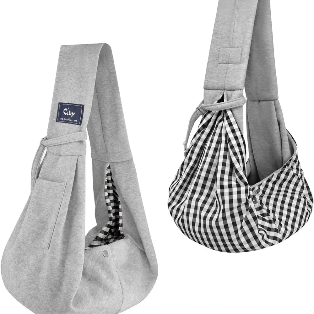 Cuby Dog & Cat Sling Carrier Soft Hands-Free Reversible Pet Papoose Bag Gray